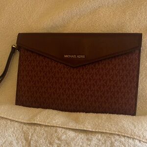 Michael Kors Dark Brown Logo Wristlet